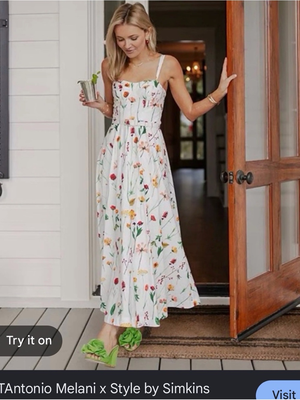 Floral White Maxi Dress Antonio melani simkins NWT size 0
